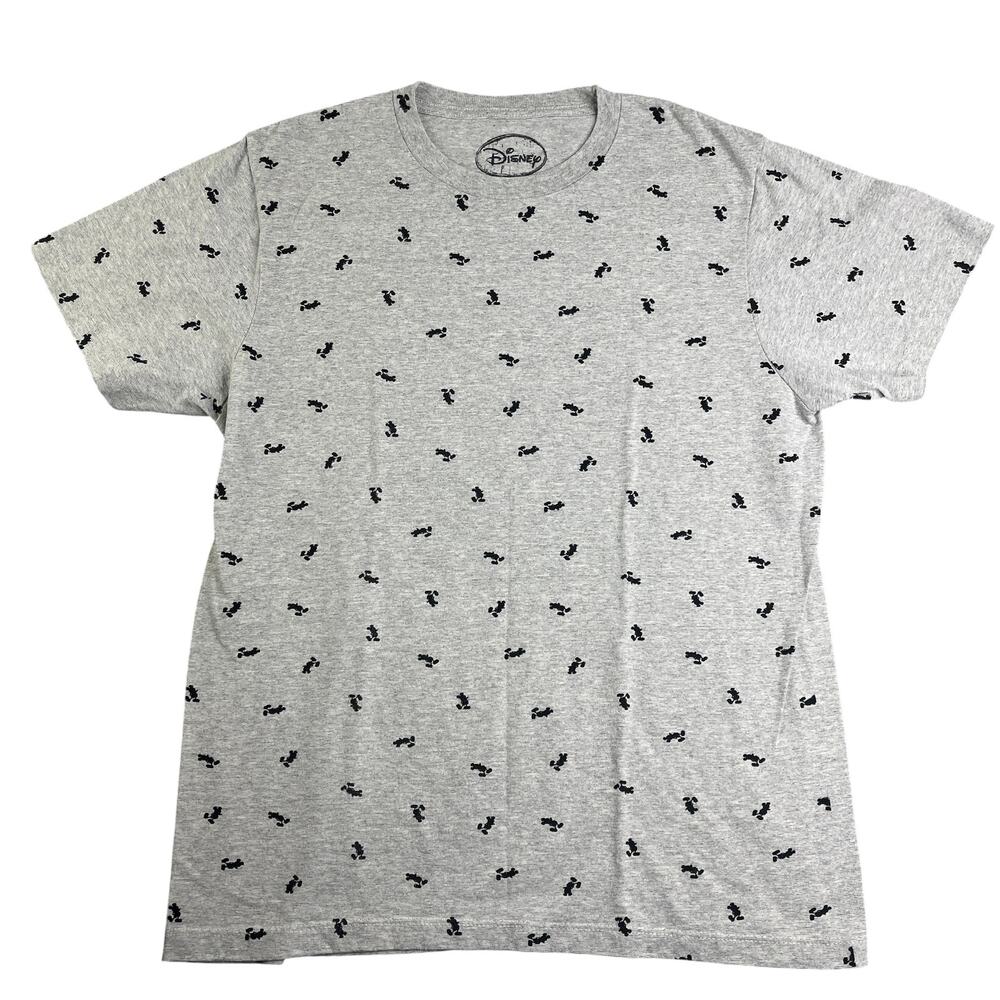 Disney Mickey Mouse All Over Print Gray T Shirt Mens Medium Crew Neck Tee